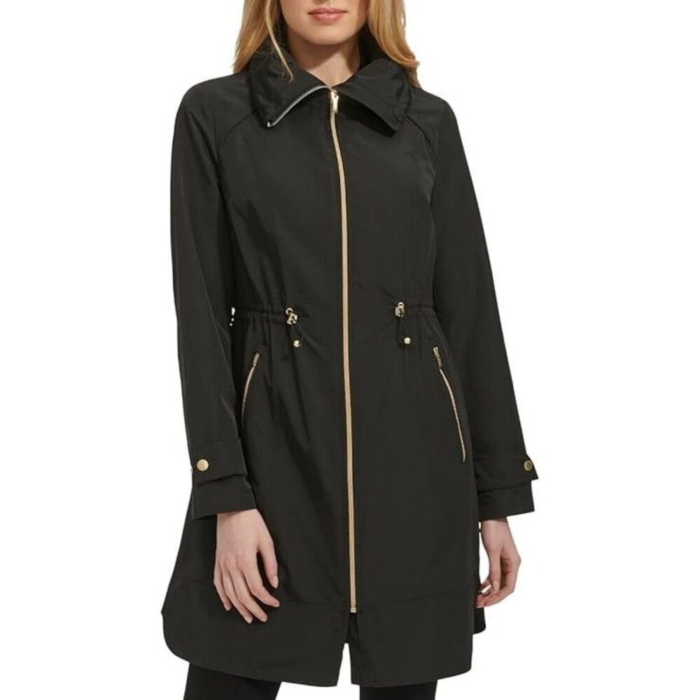 Cole Haan Packable Rain Jacket Women’s XL Gray Hooded Travel Water Resistant - Picture 4 of 4